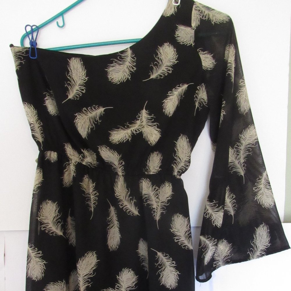 Blue Rain womens one shoulder black dress size small